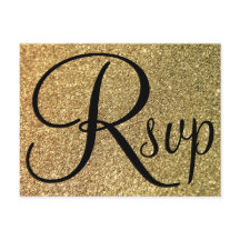 Elegant svart RSVP guld glitter foto