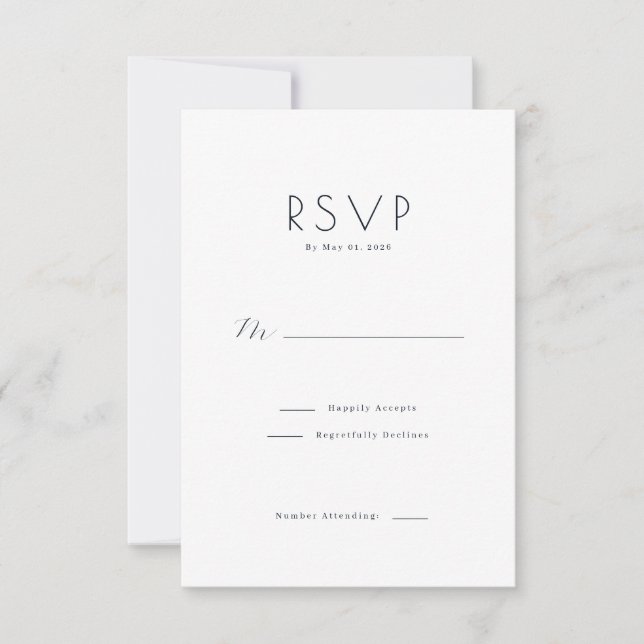 Elegant Svart RSVP-kort OSA Kort (Framsida)