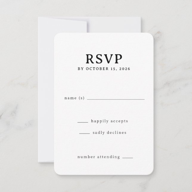 Elegant Svart RSVP-kort OSA Kort (Framsida)