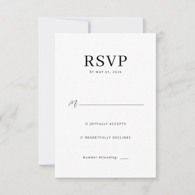 Elegant Svart RSVP-kort OSA Kort (Framsida)