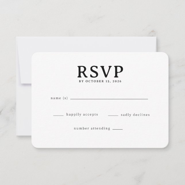 Elegant svart RSVP-kort OSA Kort (Framsida)