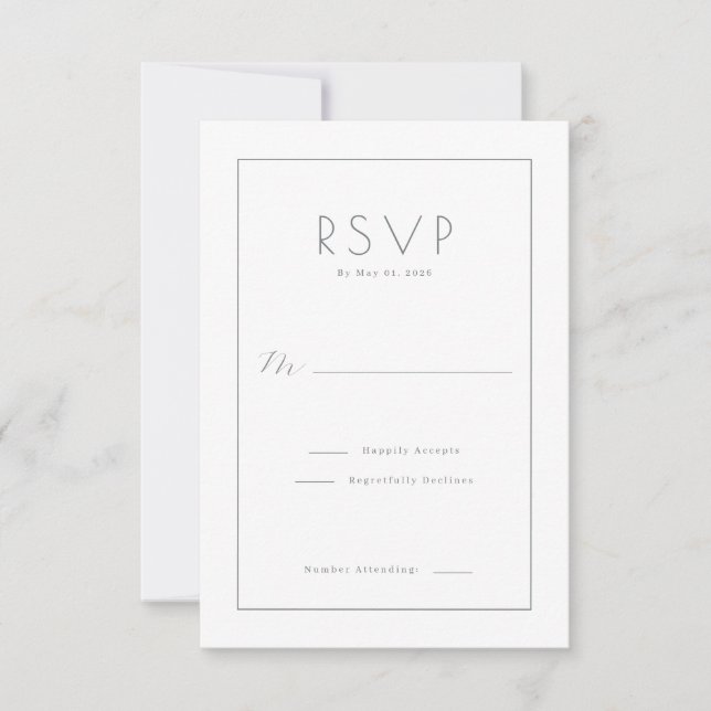 Elegant svart RSVP-kort OSA Kort (Framsida)