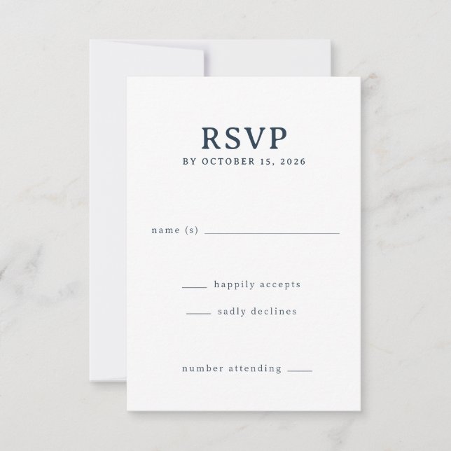Elegant svart RSVP-kort OSA Kort (Framsida)