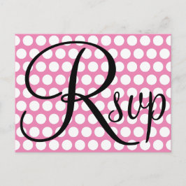 Elegant svart RSVP rosa och vit prickig Inbjudan Vykort