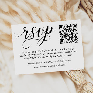 Elegant svart script bröllops QR-kod OSA Kort