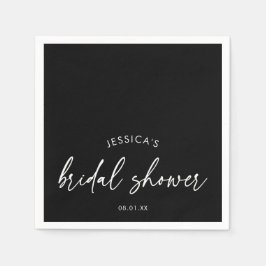 Elegant Svart Script Bröllopsdusch Pappersservett