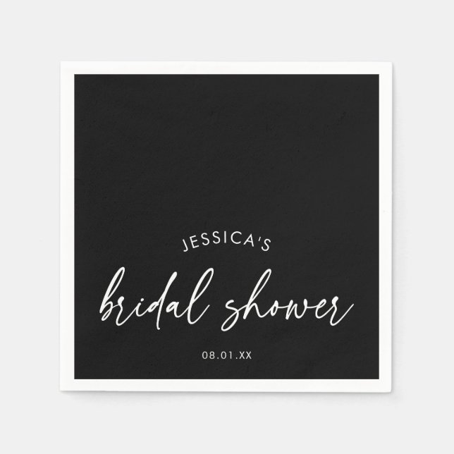 Elegant Svart Script Bröllopsdusch Pappersservett (Framsidan)