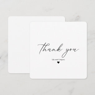 Elegant svart script hjärta tack kort