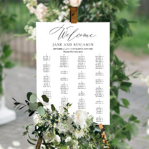 Elegant svart script minimal sittplatskarta för br poster