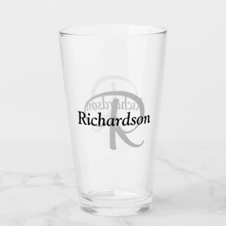 Elegant svart silver anpassad monogramnamn glaskopp