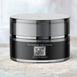 Elegant svart & silver Body Butter Burkjärletikett Etikettband