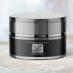 Elegant svart & silver Body Butter Burkjärletikett Etikettband