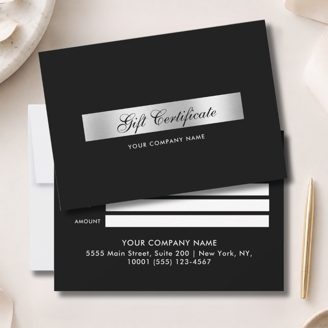 Elegant svart silver presentkort (Elegant Black Silver Gift Certficate)