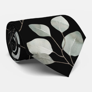 Elegant svart silverdollareukalyptus bröllop slips