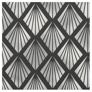 Elegant svart silverfläkt diamant Art Deco Tyg