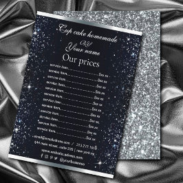 Elegant svart silverglitter lista flygblad