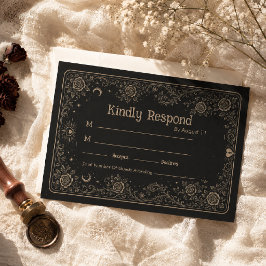Elegant Svart Skräckinjagande Tarot Bröllop RSVP-k OSA Kort