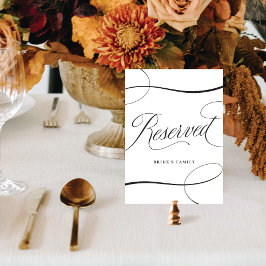 Elegant Svart skript Bröllop Reserved Bord-tecken