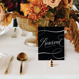Elegant Svart skript Bröllop Reserved Bord-tecken