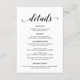 Elegant svart skript, Bröllopsinformation Tilläggskort