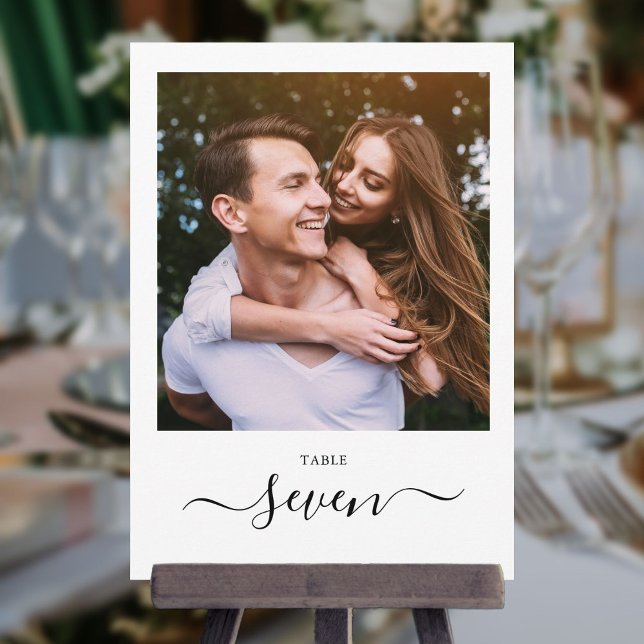 Elegant svart skript fotobord nummer inbjudningar (Skapare uppladdad)