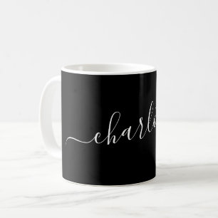 Elegant svart skript Modernt namn Personligt Kaffemugg