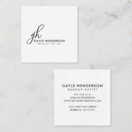 Elegant svart skript monogram smink fyrkantig fyrkantigt visitkort