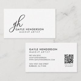Elegant svart skript QR-kod monogram smink Visitkort