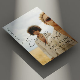 Elegant svart skrivstil Foto Spara datum-kort Datumet