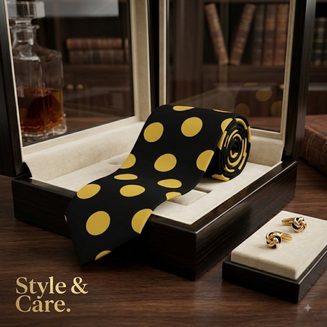 Elegant svart slips accentuerad med guldprickmönst (Elegant Black Tie Accented with Gold Dot Pattern)