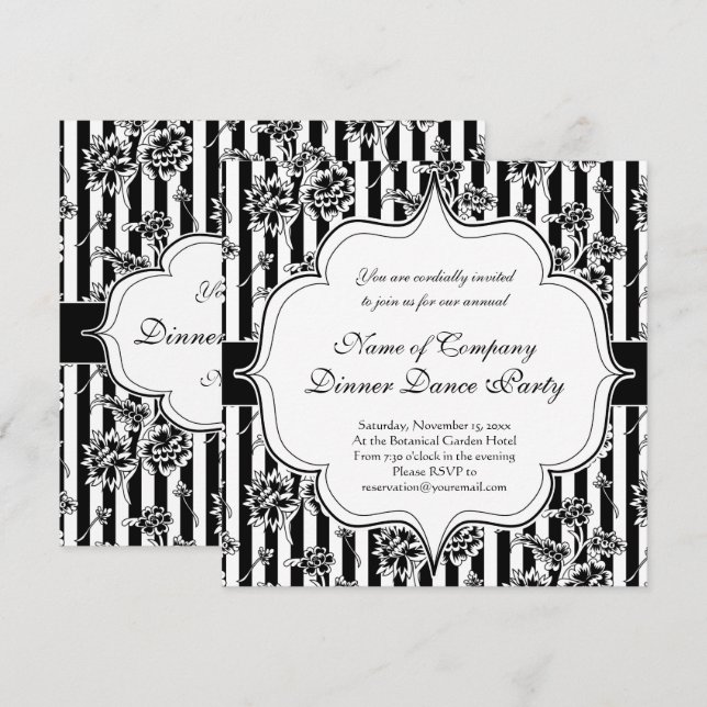 Elegant svart slips formell middansdansfest Invita Inbjudningar (Fram/baksida)