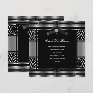 Elegant svart smoking middag Zebra Silver svart Inbjudningar
