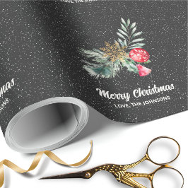 Elegant svart snöflinga julskrift presentpapper