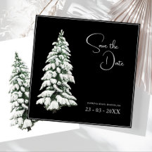 Elegant svart snöig julgran bröllop