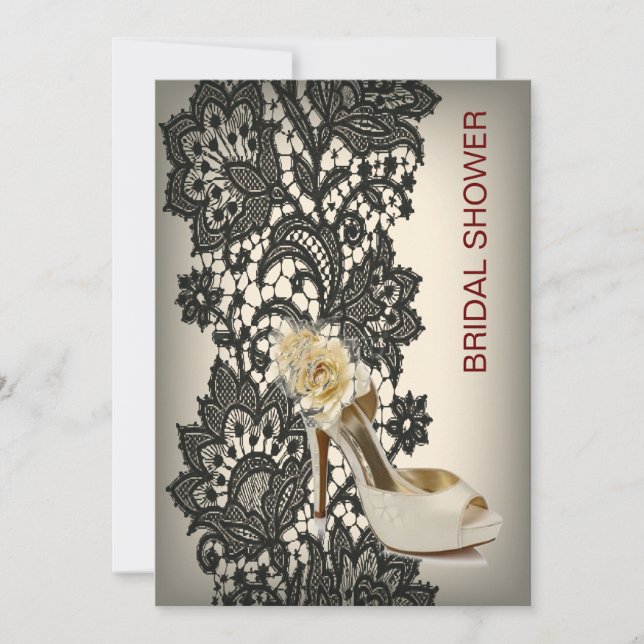 elegant svart Snöre beige vintage möhippa Inbjudningar (Framsida)