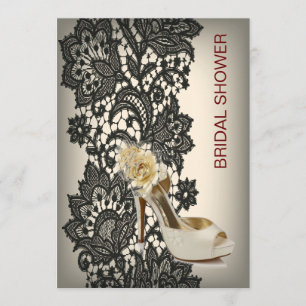 elegant svart Snöre beige vintage möhippa Inbjudningar