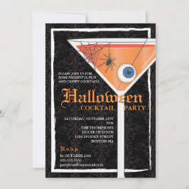 Elegant svart spets Halloween cocktailparty Inbjudningar