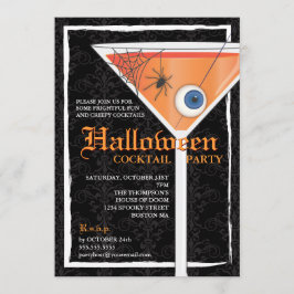 Elegant svart spets Halloween cocktailparty Inbjudningar
