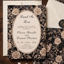 Elegant svart spets pärl vintage blomsterbröllop