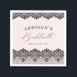 Elegant svart spets rosa möhippa pappersservett<br><div class="desc">Elegant svart spets rosa möhippa servetter</div>