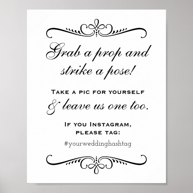 Elegant svart ta en rekvisita bröllops fotobox poster (Framsidan)