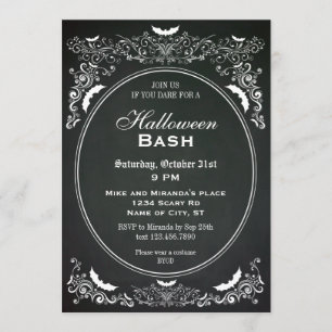 Elegant svart tavlaHalloween inbjudan