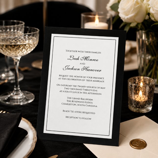 Elegant svart tie bröllopsinbjudan inbjudningar (Skapare uppladdad)