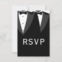 Elegant svart tie gay bröllop RSVP-kort