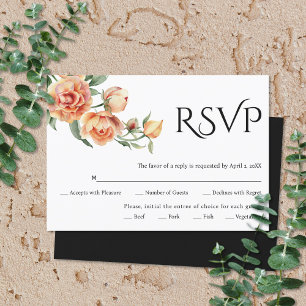 Elegant, svart typografi och persienpeonier bröllo OSA kort