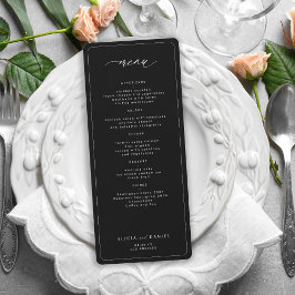 Elegant svart utskrivbar meny bröllop inbjudningar