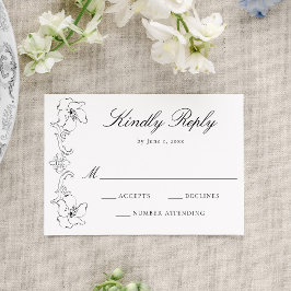 Elegant svart utsmyckad blomster ram bröllop OSA kort
