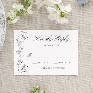 Elegant svart utsmyckad blomster ram bröllop OSA kort