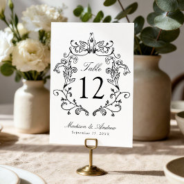 Elegant svart vapen Wedding bordskort