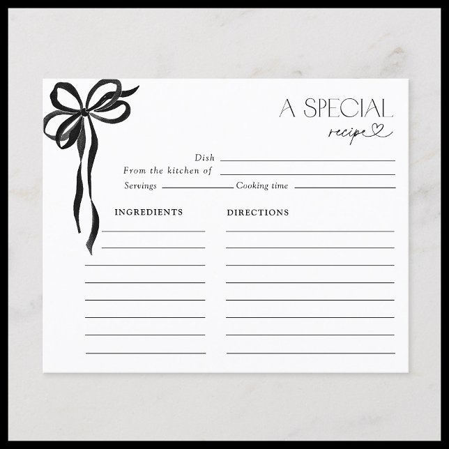 Elegant svart vattenfärg bröllopsduschrecept med b (Skapare uppladdad)